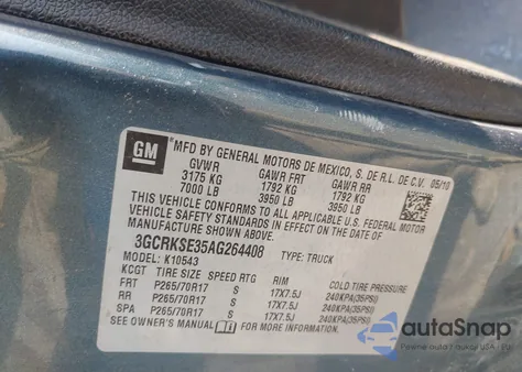 2010 Chevrolet Silverado 1500 Lt from USA, damaged, VIN 3GCRKSE35AG264408